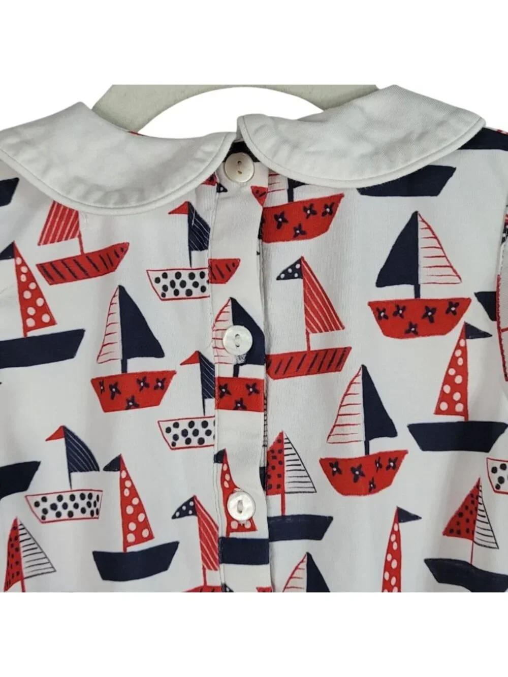 Cecil and Lou Sailboats Bubble Romper Red White Blue 12M Sleeveless Patriotic